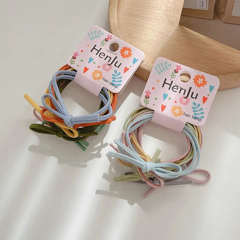 6pcs Pack Ins Style Simple Candy Color Elastic