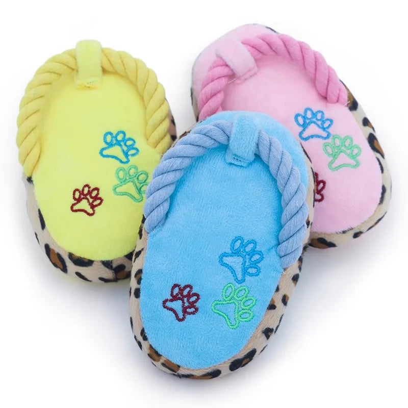 Dog Plush Sound Cotton String Slippers Pet Relieving