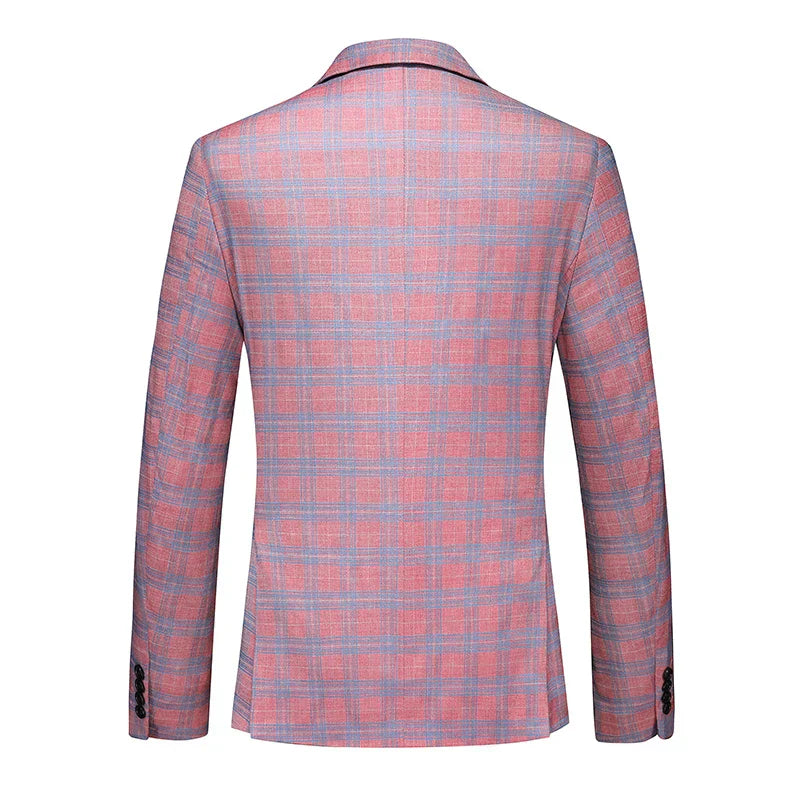 Red Striped Plaid Suit 2 Piece Men's Wedding