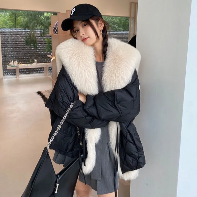 2024 Winter New Women Big Luxury Faux Fox