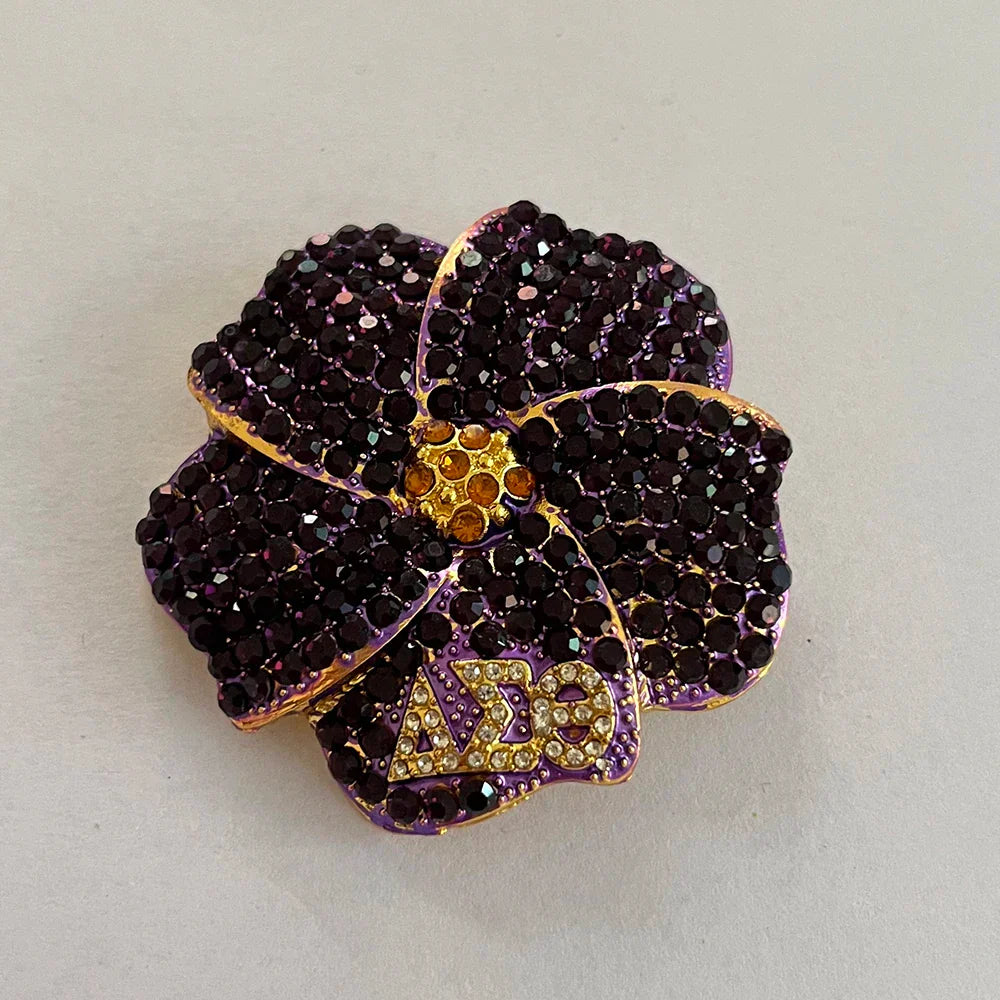 Handmade violet Greek sisters group purple flower brooch