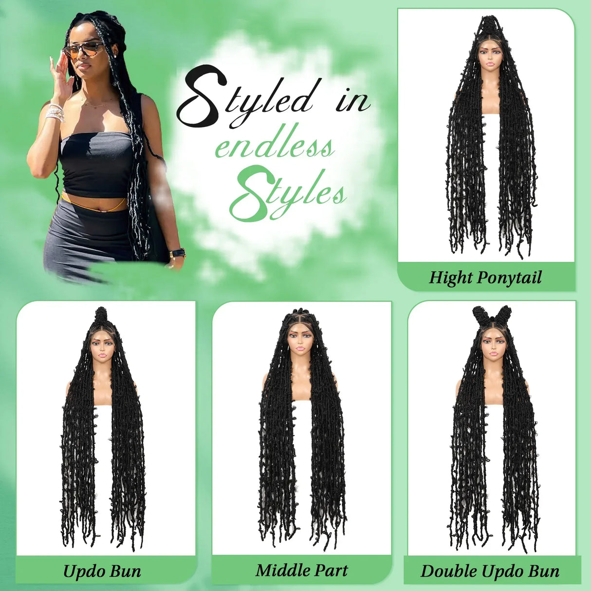 Kaylss 48" Full Double Lace Knotless Locs Braided