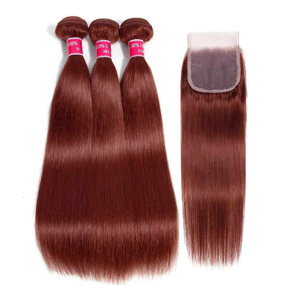 99J Straight Bundles With Closure Reddish Brown Straight