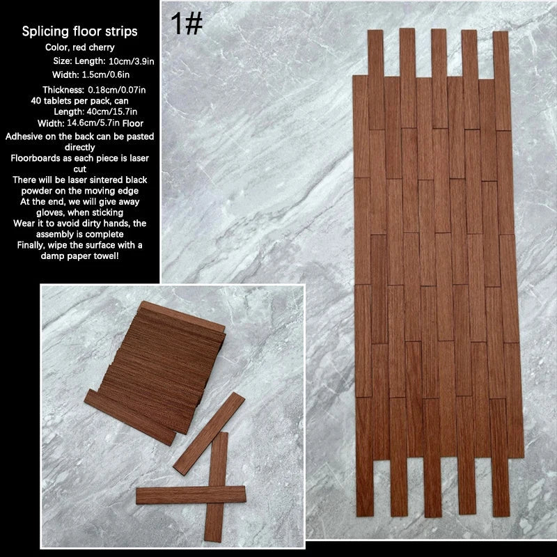 40pcs Dollhouse Miniature Self Adhesive Floor Tiles 3D