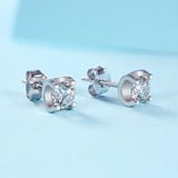 PuBang Fine Jewelry 925 Sterling Silver Sparkling 0.5CTx2PCS