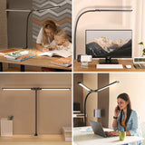 Double Head LED Desk Lamp Stepless Dimmable Computer