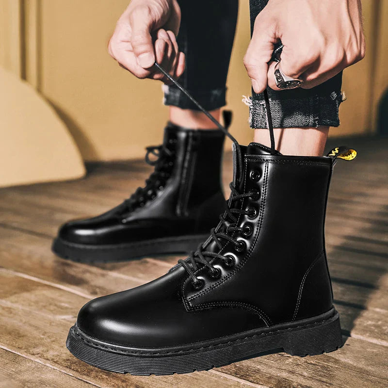 Leather Boots Man Autumn Winter High Top Classic