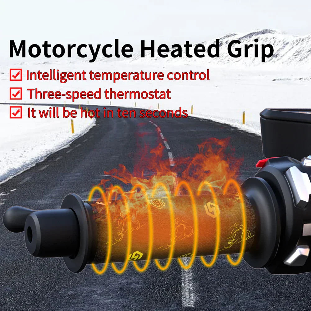 New Motorcycle Hand Heated Grips Snowmobile ATV Electric Heated Grips Scooter Bar Hand Warmer 3 Gear Adjustable Hot Grip Handle