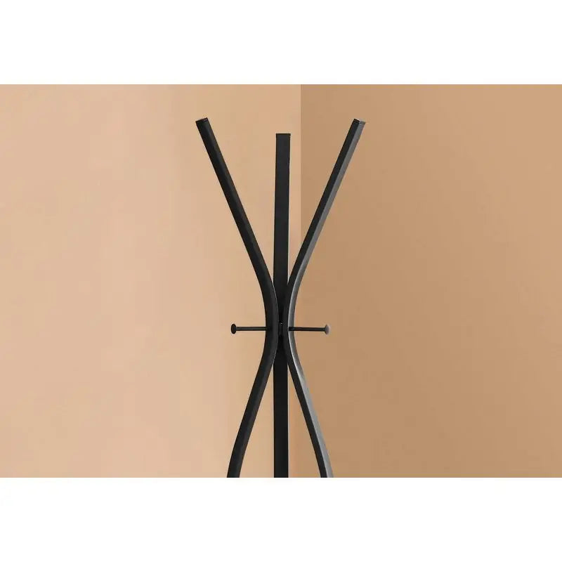 Sleek Black 72" Contemporary Metal Coat Rack
