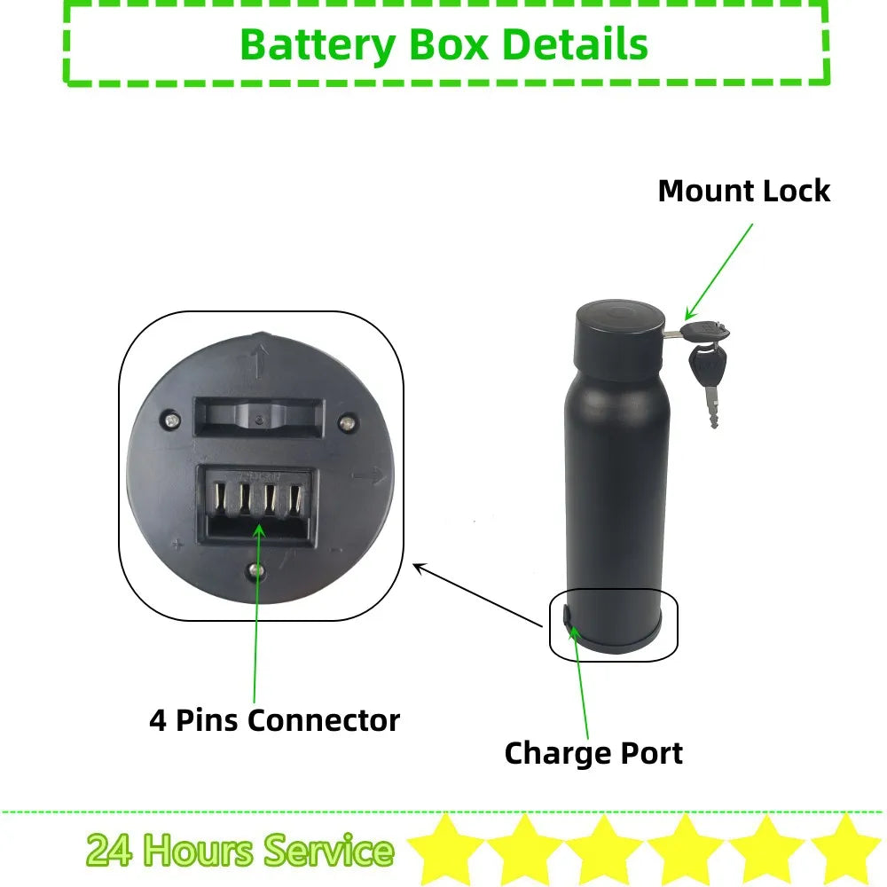 36Volt Water Bottle Dolphin Ebike Battery Box 30