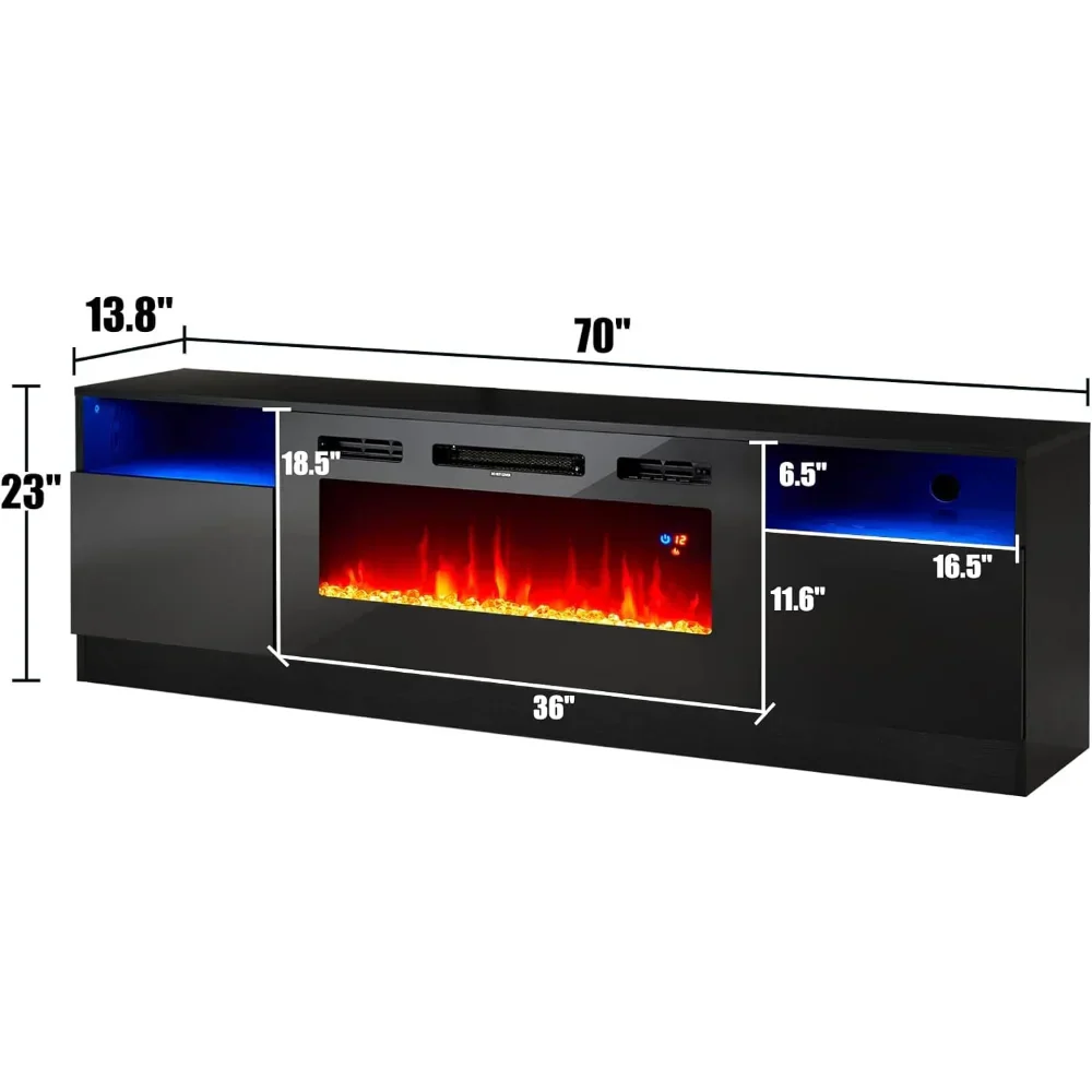 Fireplace TV Stand with 36" Electric Fireplace, LED