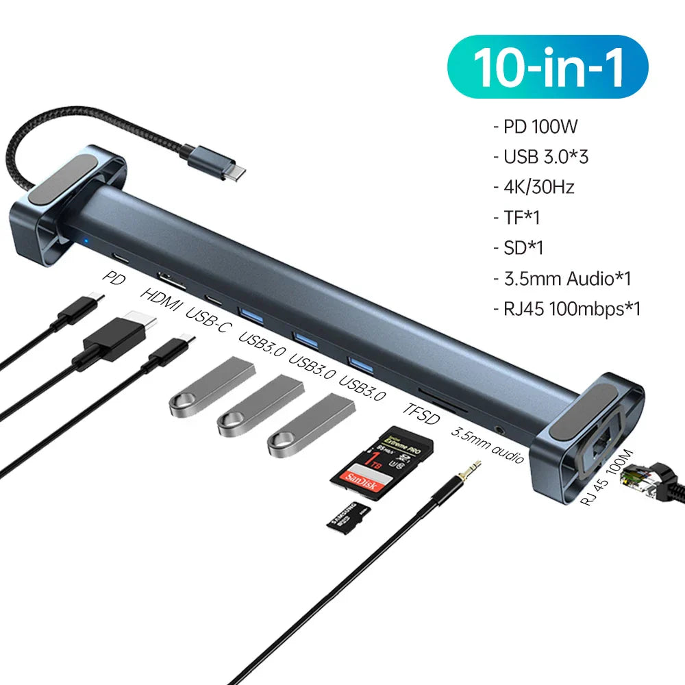 USB C Hub Multiport Adapter 10 in 1
