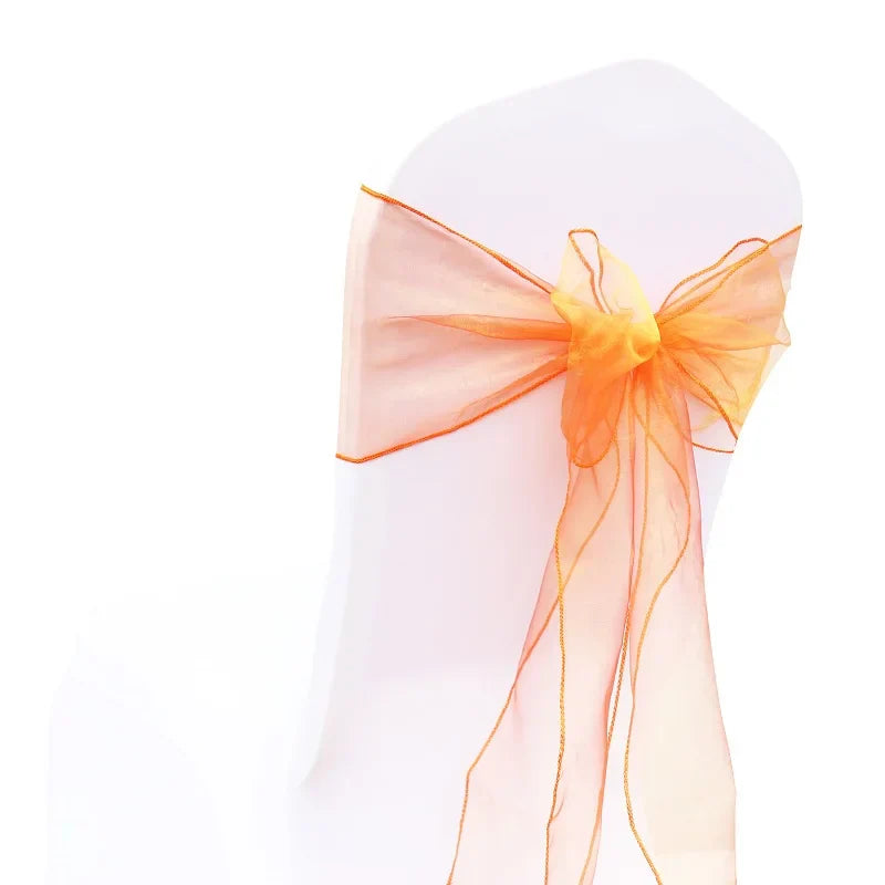 50PCs/lot Wedding Chair Decoration Organza Chair Sashes Knot
