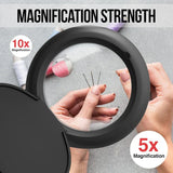 5X 10X Magnifying Glass with 40 LED Light