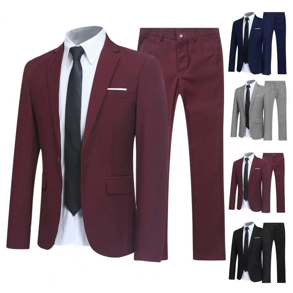 1 Set Trendy Men Blazer Pants British Style