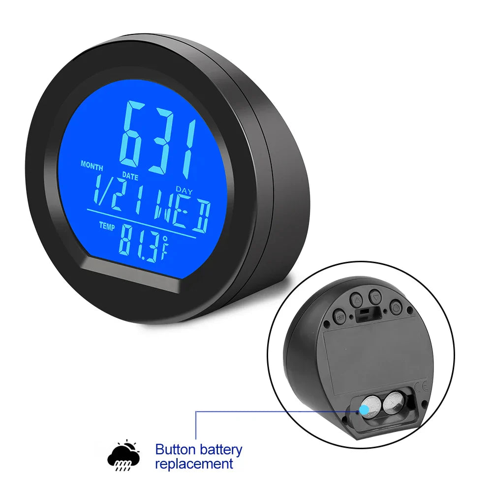 Solar Car Dashboard Thermometer Automotive Electronic Clocks Watch Time Led Digital Display with Back Luminous Car Accessories