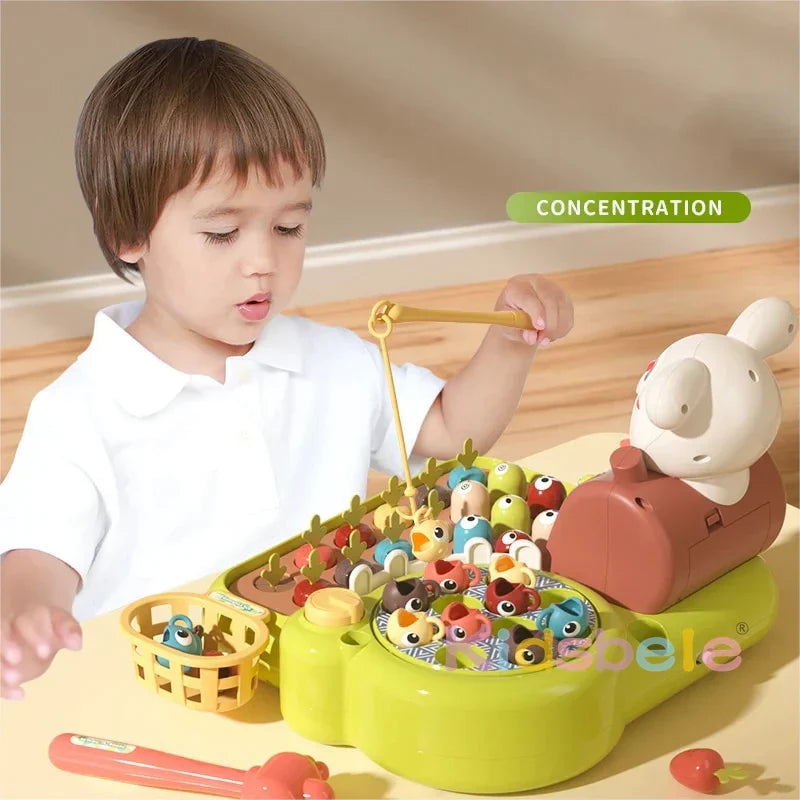 IN1 Baby Montessori Toys Toddler Fishing Whac-A-Mole Pull