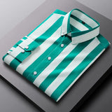 Fashion Lapel Button Loose Korean Striped Shirts Men