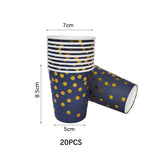 Dark Blue Gold Dot Disposable Tableware Set Paper