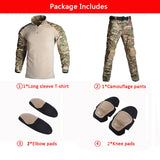 Mens Tactical Suit with Pads Combat Shirtpants Military