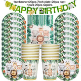 Jungle Birthday Party Decor Animal Palm Leaves Disposable