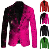 Shiny Gold Sequin Glitter Embellished Blazer Jacket Men
