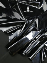 Imitation Leather Fabric Black Mirror Elastic PU Material