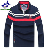 TACE&SHARK Brand Shark Embroidery Long Sleeve Polo Tops