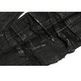 Dark Coating Wax Brushing Erosion Hole Jeans Men