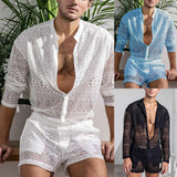Hollow Out Sexy Lace Suit Fashion Long Sleeve