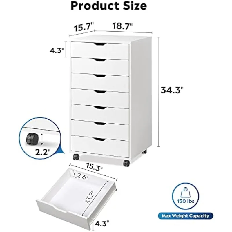 DEVAISE 7-Drawer Chest, Wood Storage Dresser Cabinet with