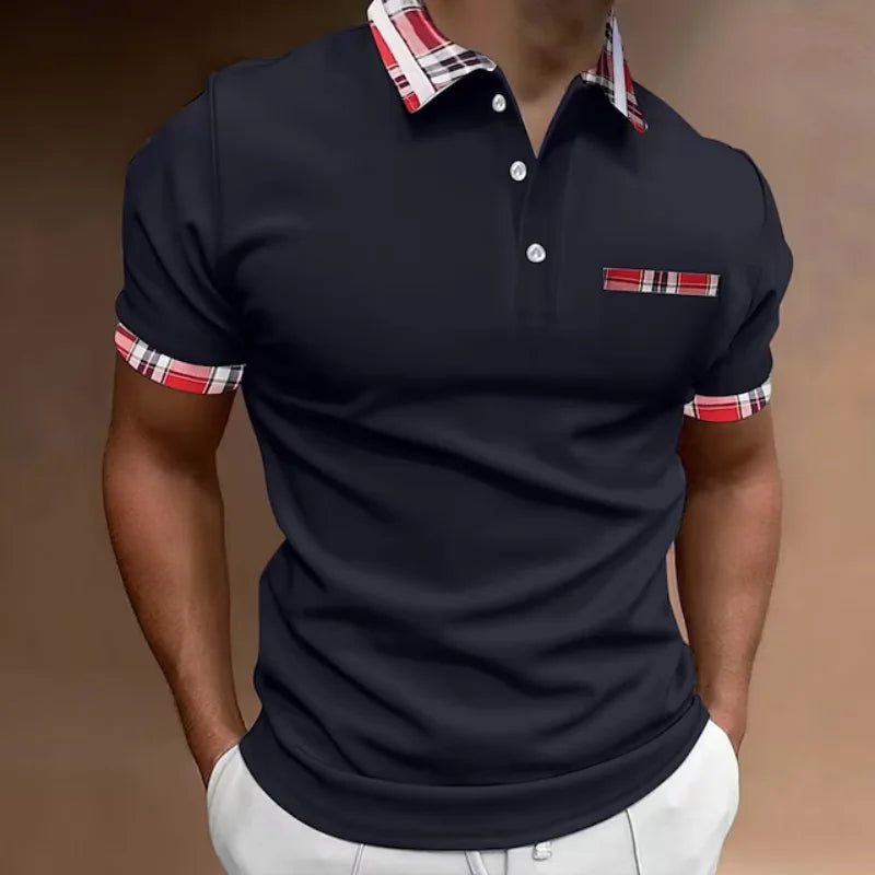 High Quality Men's Patchwork Polo Shirt 2023 Summer