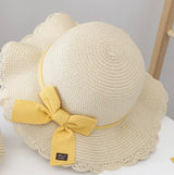 2pcs Set Summer Straw Hat With Bag For