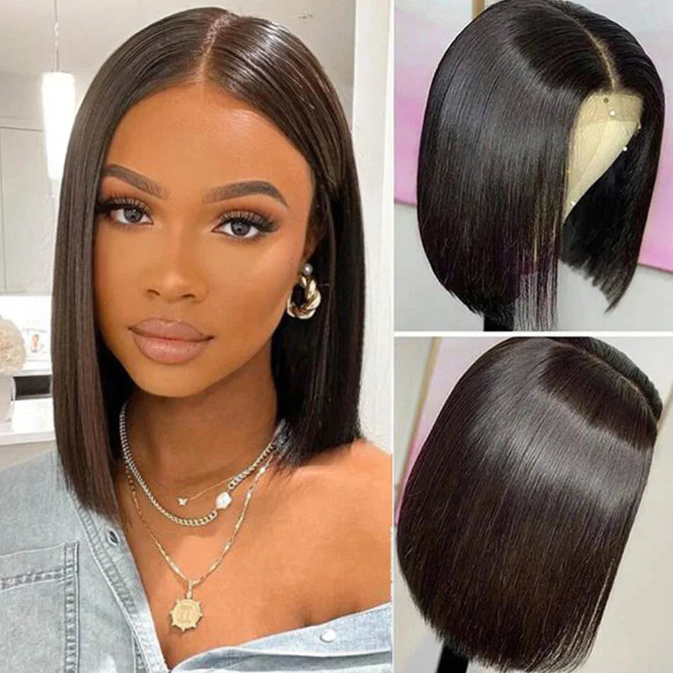Brazilian Short Bob Wigs Bone Straight Wig 13x4