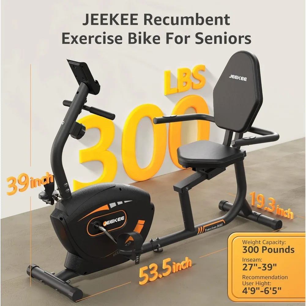 Recumbent Exercise Bike for Adults Seniors - Indoor Magnetic Cycling Fitness Equipment for Home Workout Black，Sports