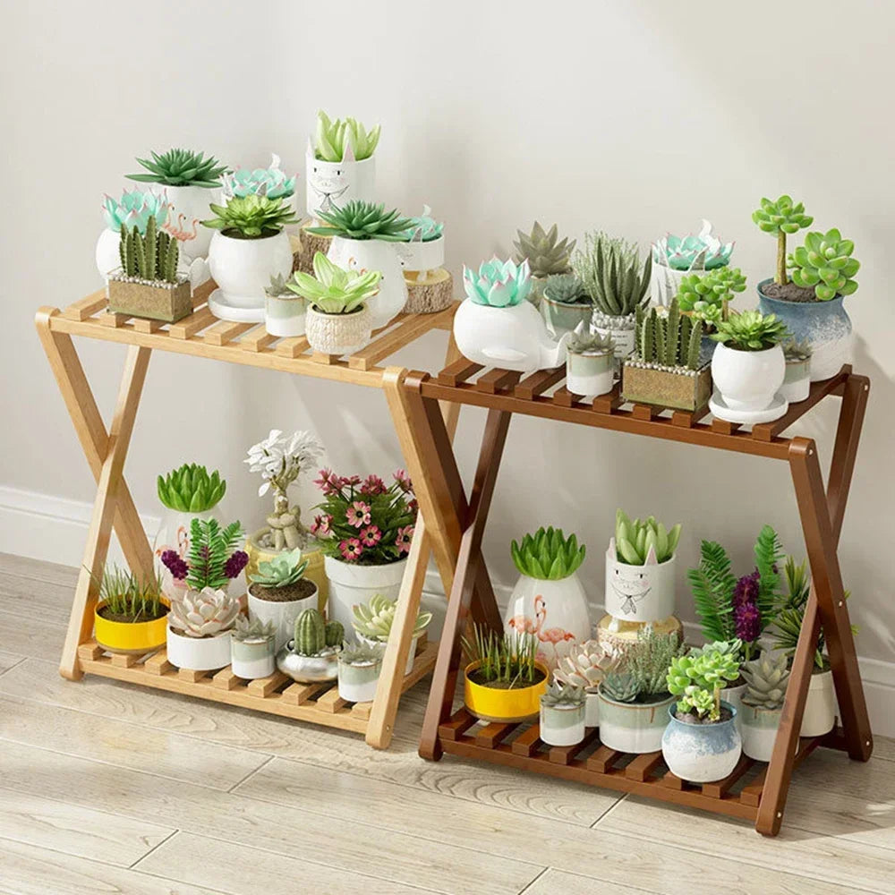 Wooden Multilayer Flowerpot Organizer Flower Holder Balcony Stand