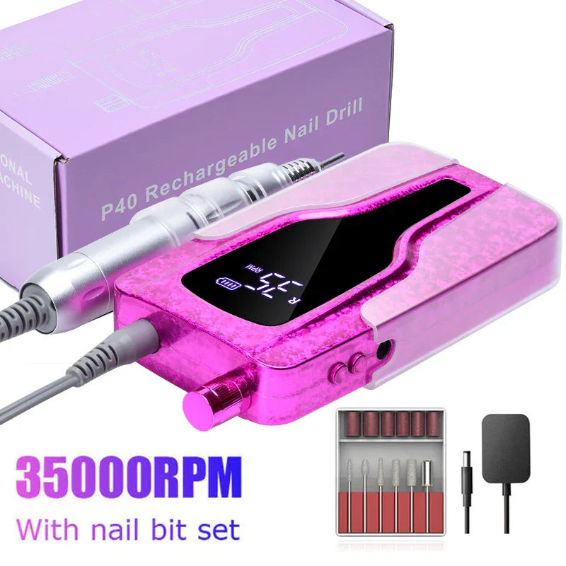 35000RPM Electric Nail Drill Machine Rechargeable Nail Sander