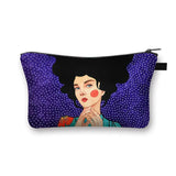 Fashion Lady Painting Print Cosmetic Bag Woman Portable Travel Makeup Storage Bags Afro Girl Cosmetic Case Lipstick Holder Bag