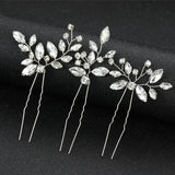 3pcs White Flower U Shaped Hairpin Pearl Elegant