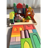 Big size Wooden Blocks Lime Rainbow Building Stacking