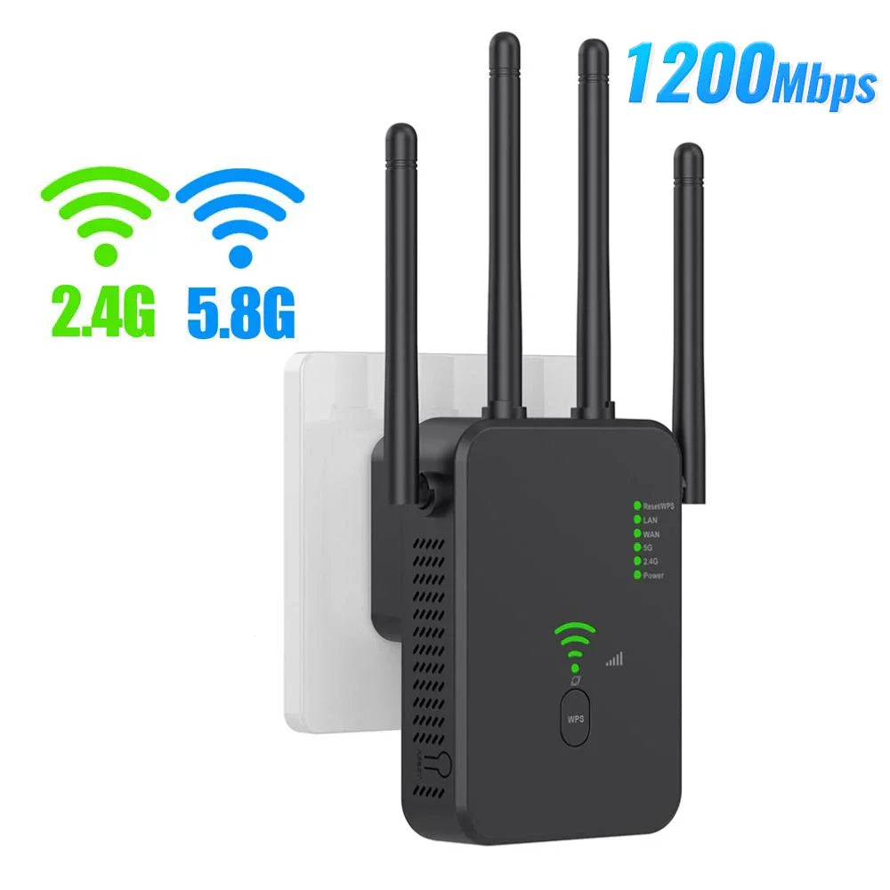 Wireless 5G WiFi Repeater 1200Mbps Router Wifi Booster