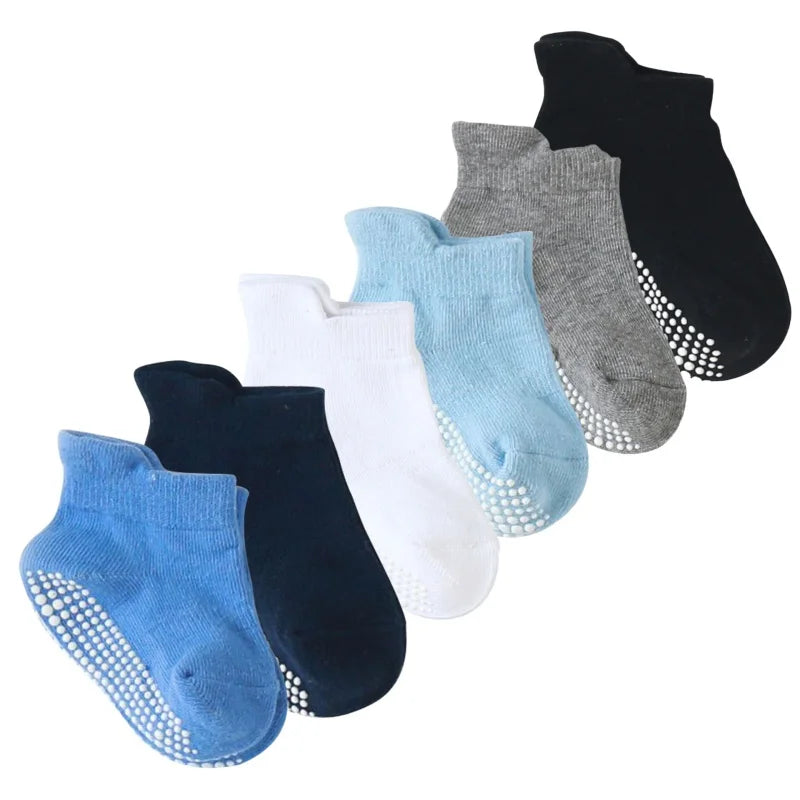 6 Pairs/lot Toddler Baby Socks Cotton Solid Color