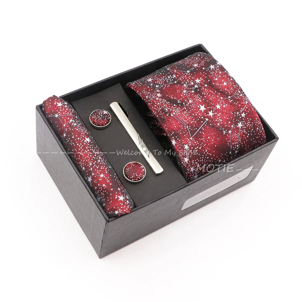 Gracefully Polyester Tie Set With Box Red Floral
