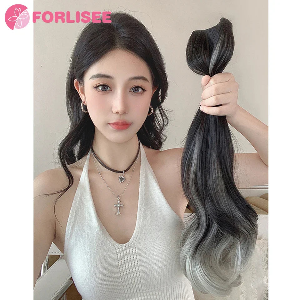 FORLISEE Synthetic Long Curly Hair Gradient Paris Painted