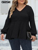 GIBSIE Plus Size Long Sleeve Tops for Women