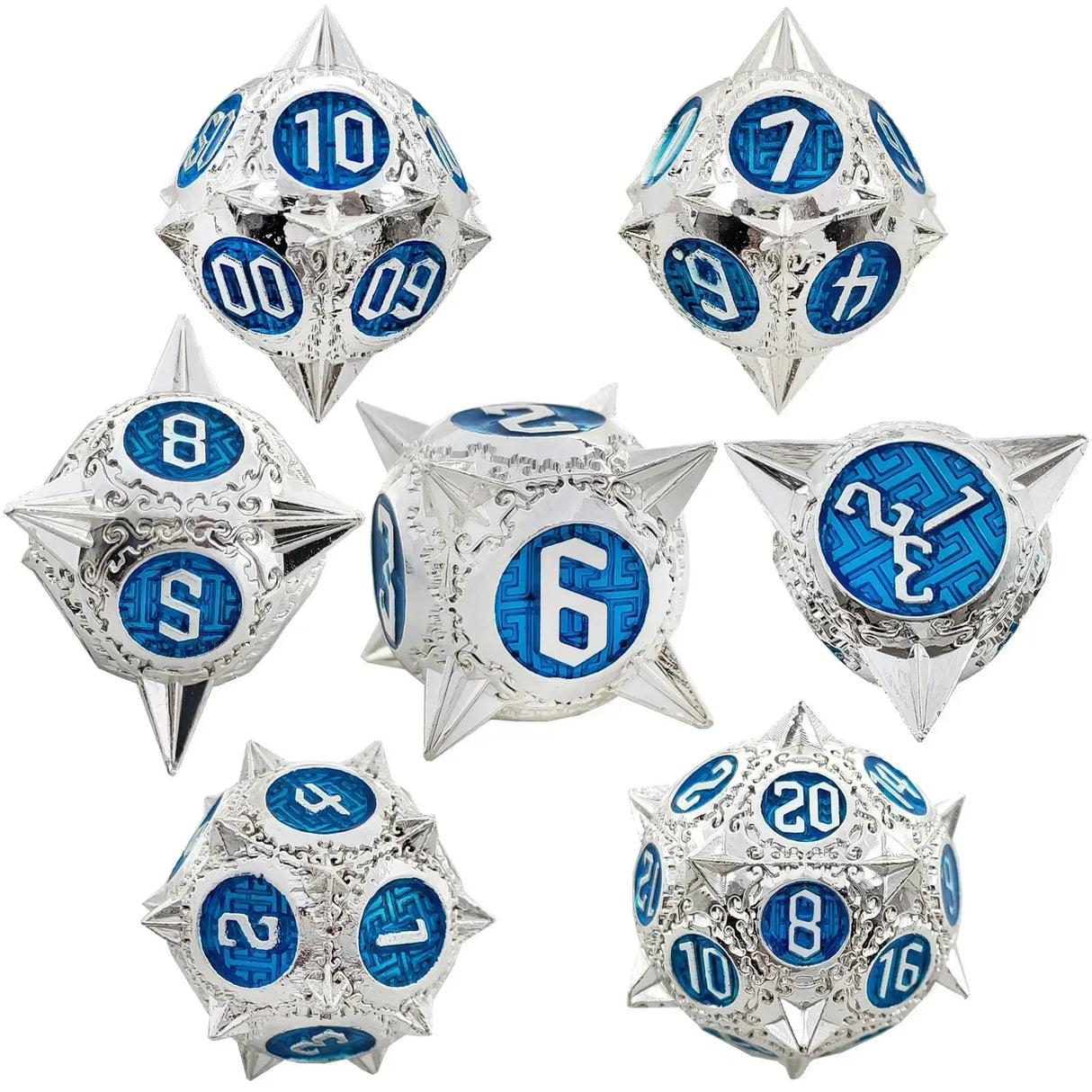 7pcs Solid Metal Dice Beautiful and Finely Crafted