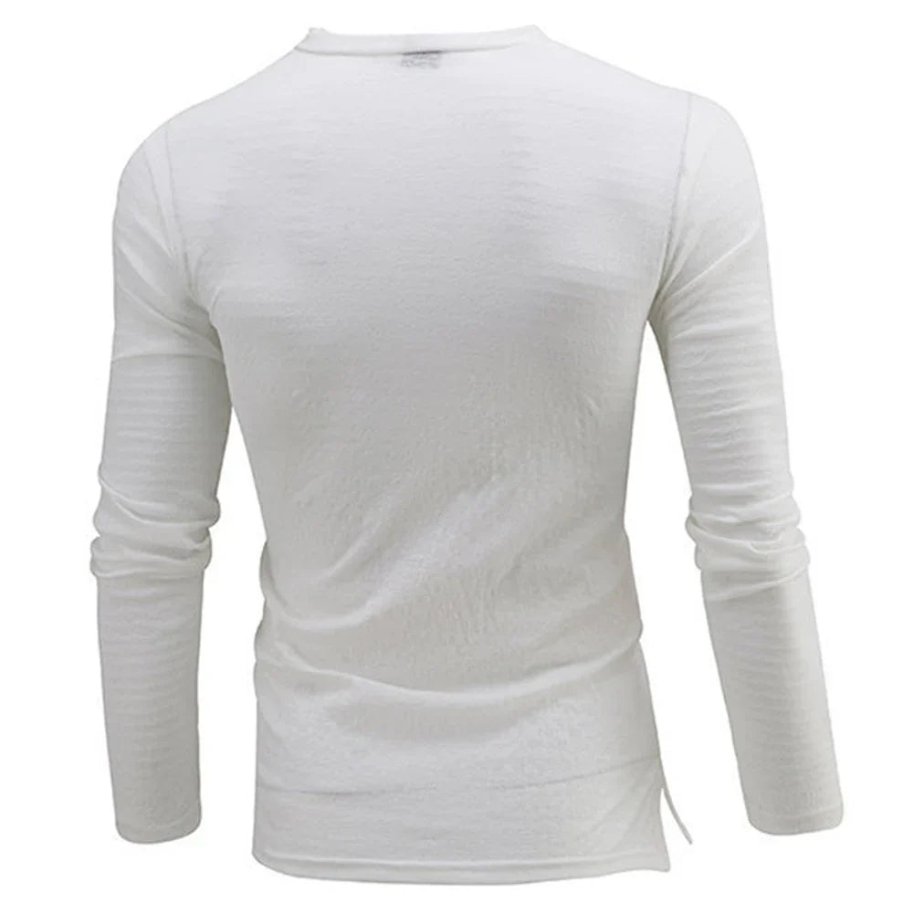 Mens Plain Slim Fitness Long Sleeve T-shirt Deep