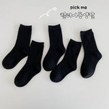 5Pairs/lot Solid Kids Socks Casual Baby Girls Boys
