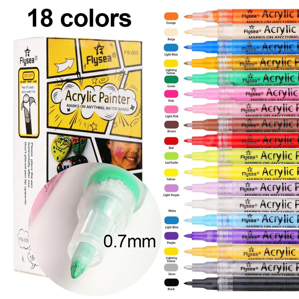 12/18/24Colors Nail Art Graffiti Pen Set Waterproof Drawing