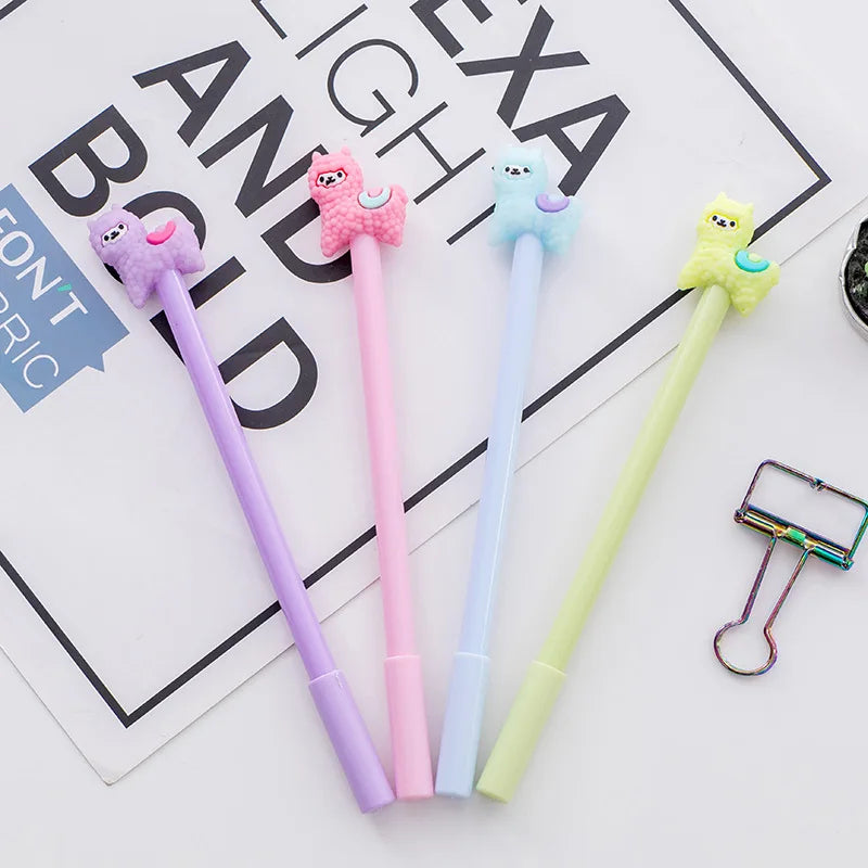 12 pcs/lot Kawaii Alpaca Cartoon Gel Ink Pens